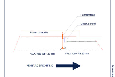Aansluiting wandpaneel dik naar dun