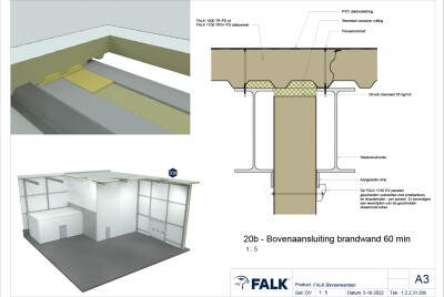 Bovenaansluiting brandwand 60 min