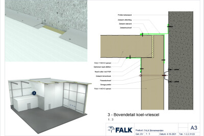 Koel-vriescel bovenaansluiting tegen andere ruimte