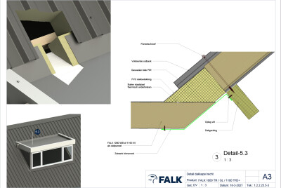 Rechte dakkapel dakaansluiting