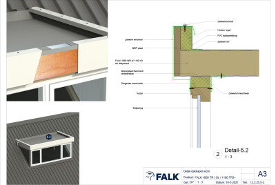 Rechte dakkapel kozijnaansluiting