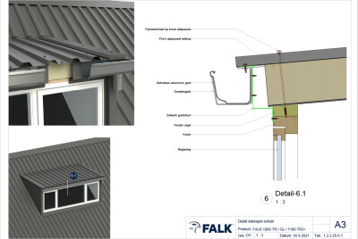 Schuine dakkapel kozijn-goot aansluiting
