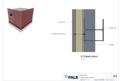 Aansluiting kolom (horizontale montage)