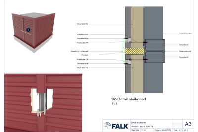 Aansluiting stuiknaad (horizontale montage)