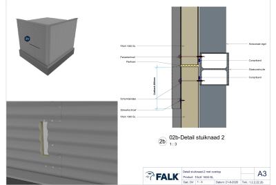 Aansluiting stuiknaad met overlap (horizontale montage)