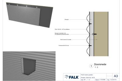Profielplaat op gevel (o.b.v. FALK 1140 KV Carrier)