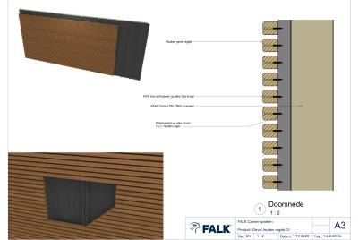 Houten regels (o.b.v. FALK 1100 TR3+ Carrier Gevel)