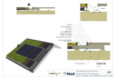 Sedumdak met PV-paneel - Aansluiting zijkant