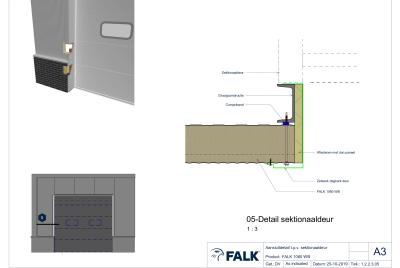 Sektionaaldeur aansluiting zijkant t.p.v. gevelpaneel