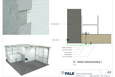 Aansluiting hoek t.p.v. betonwand