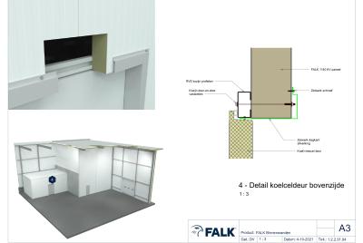 Koel- en vriescel deurkozijn aansluiting boven
