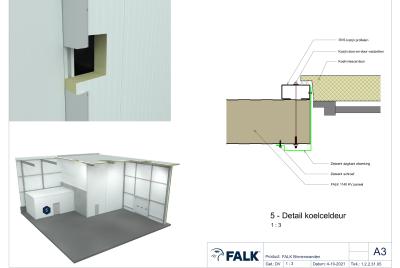 Koel- en vriescel deurkozijn aansluiting zijkant