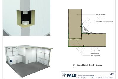 Koel- en vriescel aansluiting buitenhoek