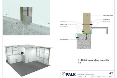 Aansluiting onder t.p.v. betonwand