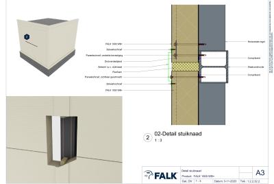 Aansluiting stuiknaad (horizontale montage)