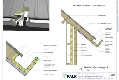Geïsoleerde verholen goot met FALK sandwichpaneel