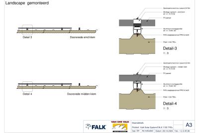 Aansluiting dwarsdetails (PV panelen horizontale montage)