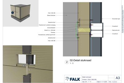 Aansluiting stuiknaad (horizontale montage)