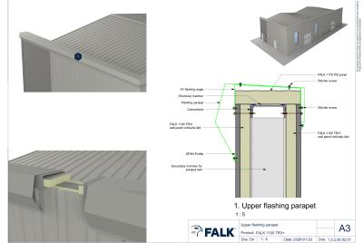 Upper flashing parapet