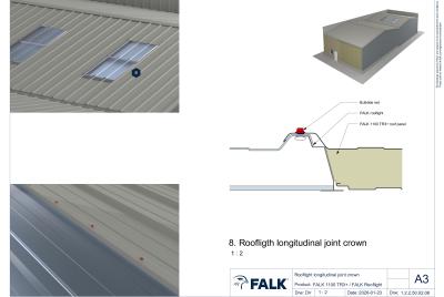 Rooflight longitudinal joint crown