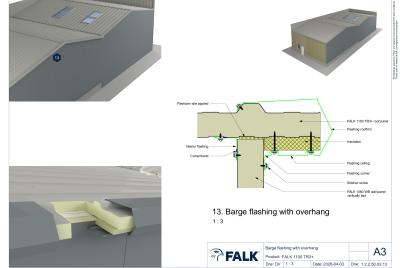 Barge flashing with overhang