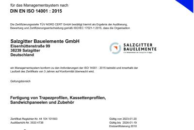 Zertifikat DIN EN ISO 14001 Deutsch