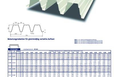 Belastungstabelle PS 160/250 Positivlage