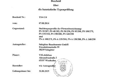 baustatische Typenprüfung Trapez