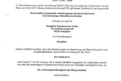 Zertifikat DIN 14509 Deutsch